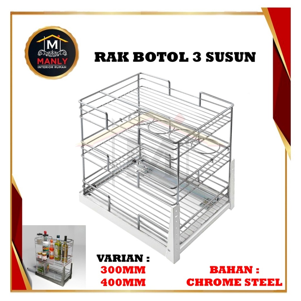 Rak Dapur 3 Susun 30 cm dan 40 cm Rak Botol  Kitchen Set Lemari Bawah