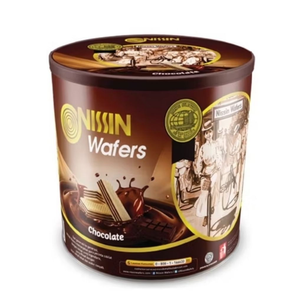 Nissin Chocolate Wafer Kaleng 570g | Wafer Coklat Besar | Snack Renyah Enak