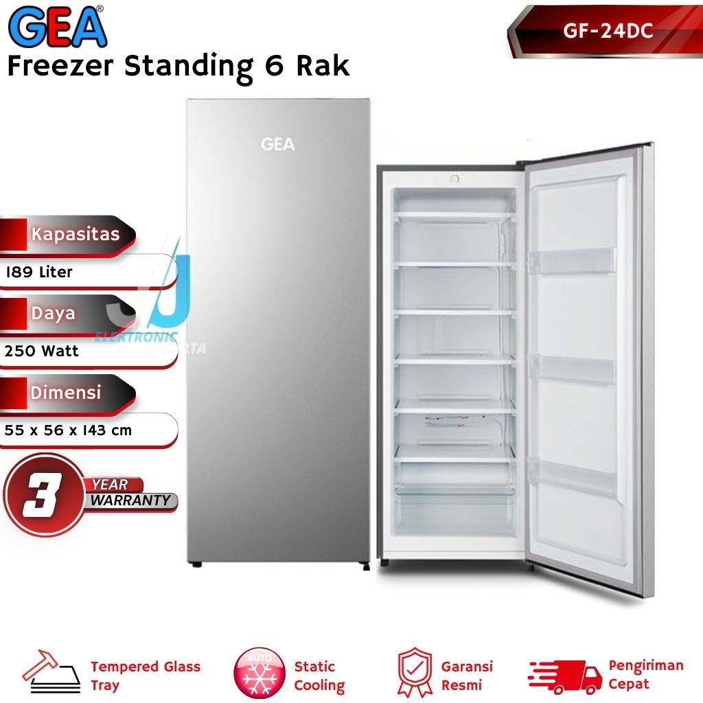GEA Upright Freezer 6 Rak 189 Liter GF-24DC No Frost