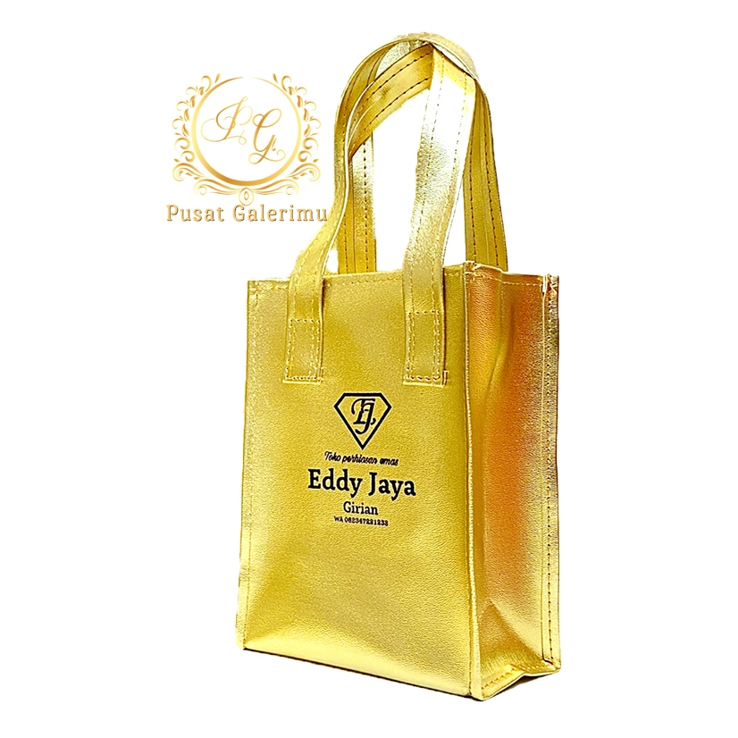 Tas Tote Kecil Resleting Emas Custom Tas Souvenir Eksklusiv Tote Bag Luxury