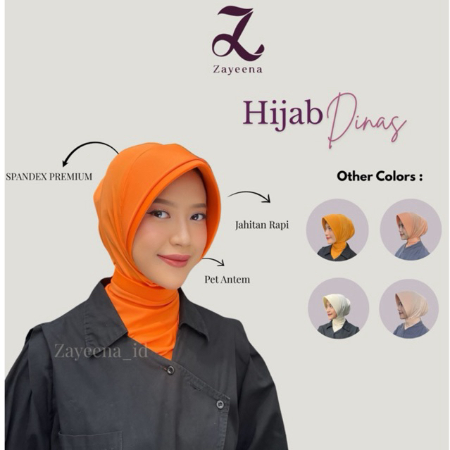 Zayeena - Hijab Dinas DWP/Mustard/Orange/Vanilla/Maroon/Merah Jilbab Instan Premium Antem