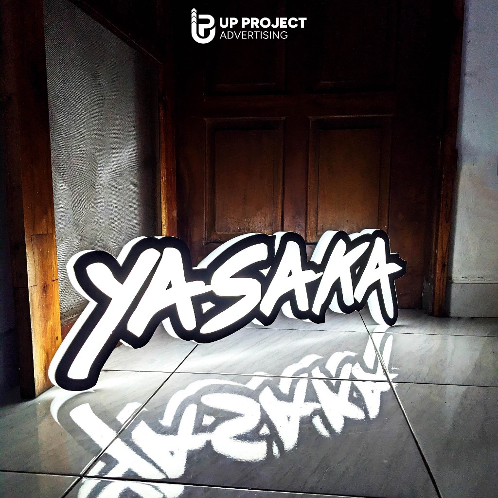 UP Project NEON BOX AKRILIK Custom Bentuk Bulat Kotak Oval Sign Usaha