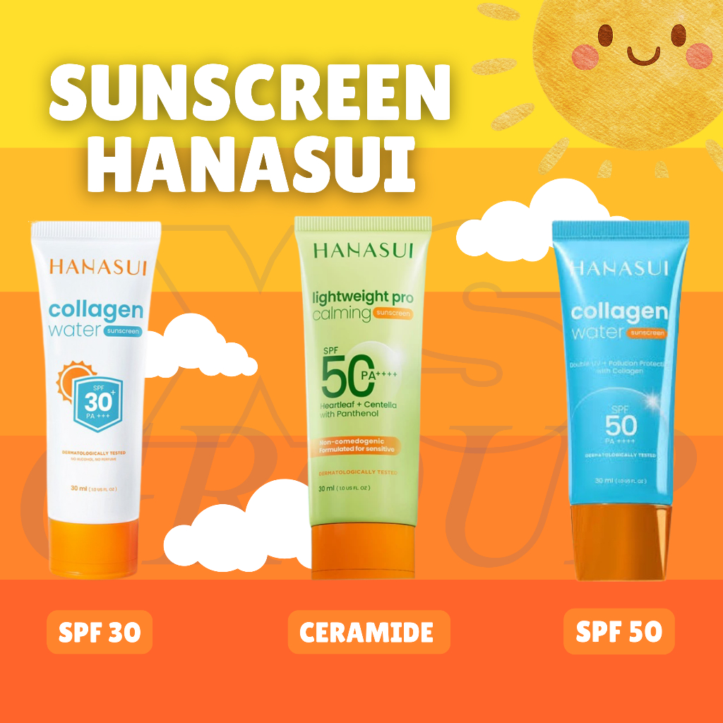 HANASUI SUNSCREEN SPF 50 / SPF 30 - Calming No Whitecast - waterbase Sunscreen BPOM Halal