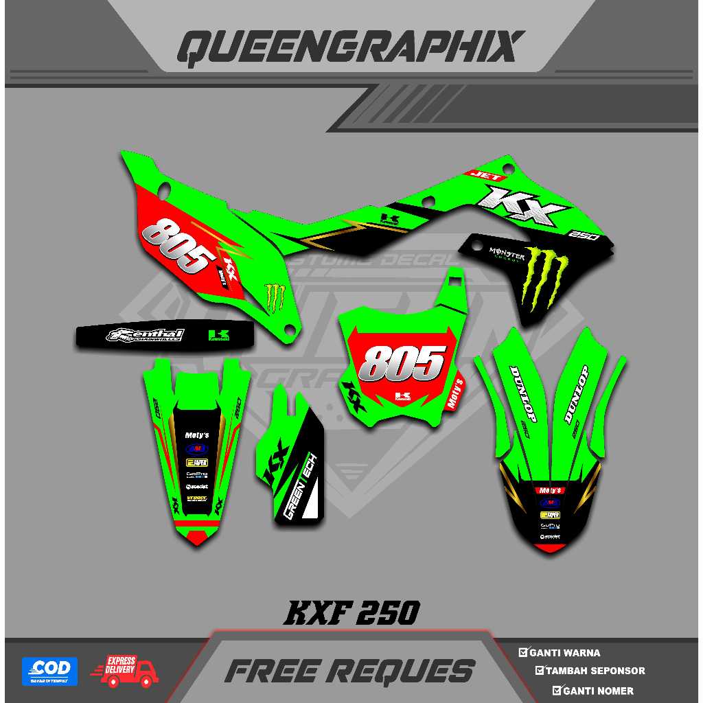 DECAL KX F 250, GTX  KX F 250 BISA CUSTOM DESAIGN NAMA, NOMOR, SPONSOR, WARNA (38)