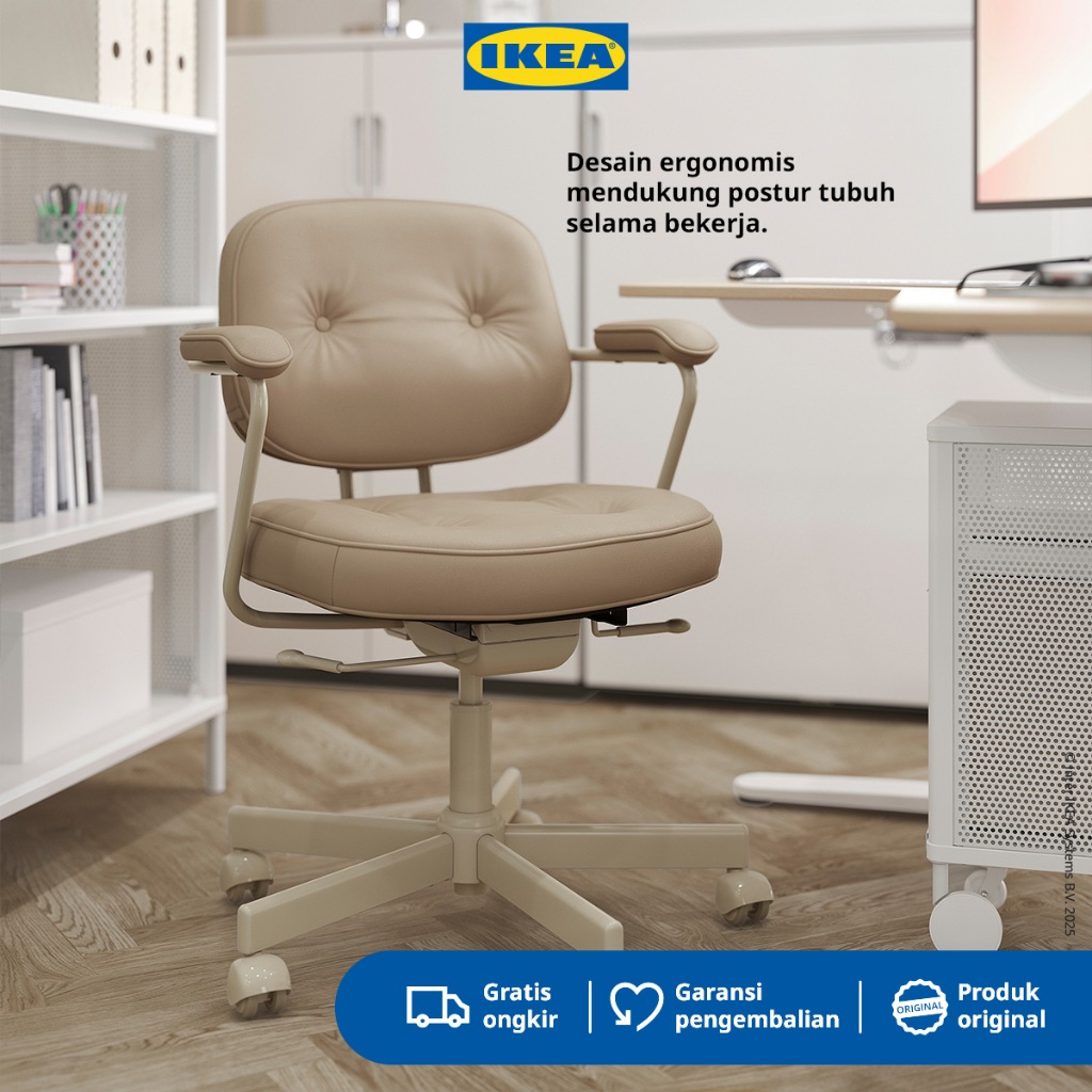 IKEA ALEFJALL Kursi Kantor / Belajar Ergonomis Dapat Diputar Krem
