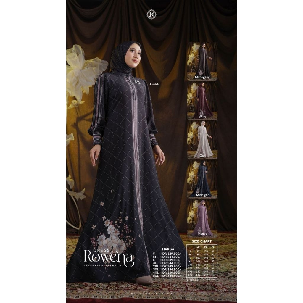 rowena dress by nadheera luxury/gamis ori/dress terbaru nadheera luxury/gamis cantik