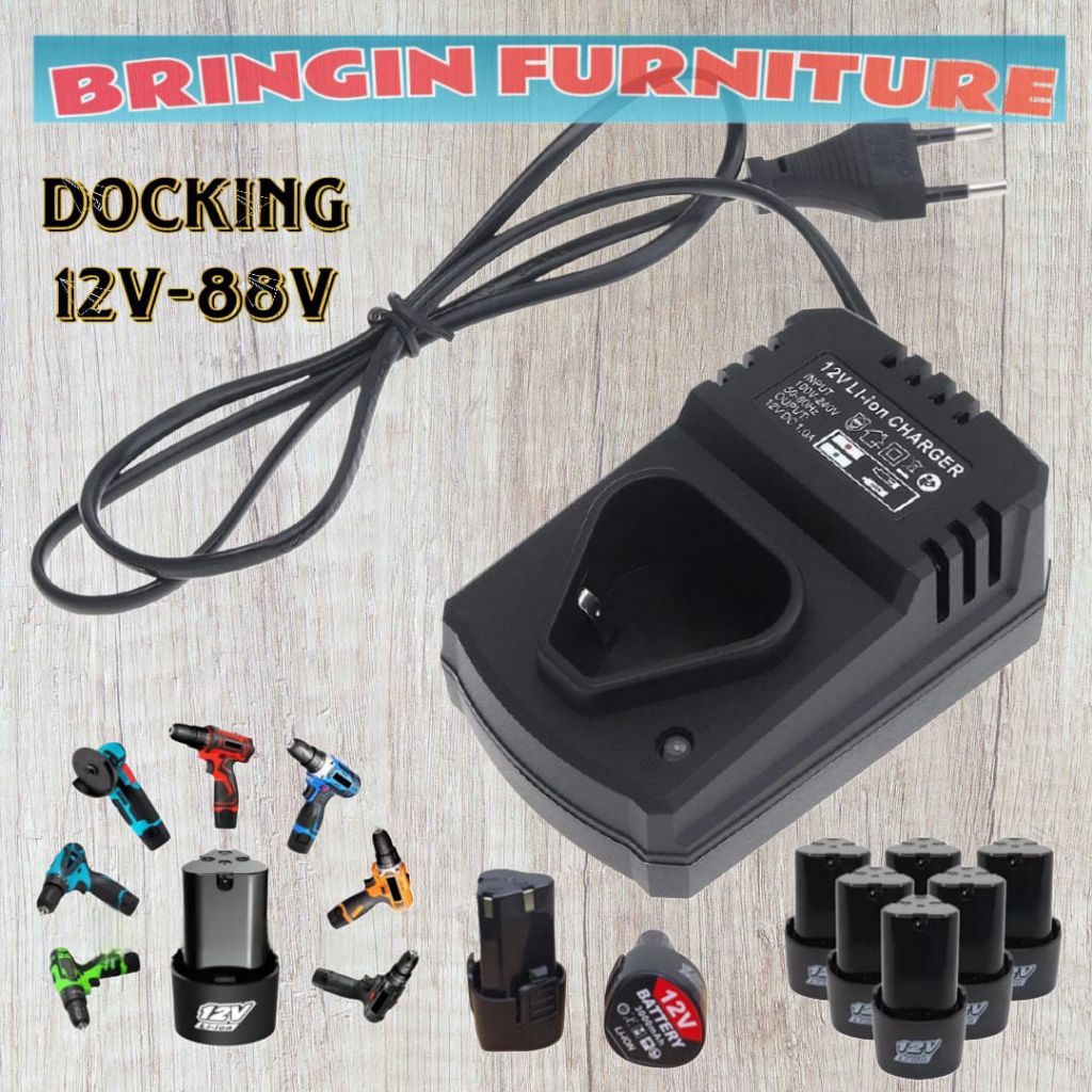 Charger docking bor baterai 12volt  casan bor batre 12v gerinda mini cordless universal