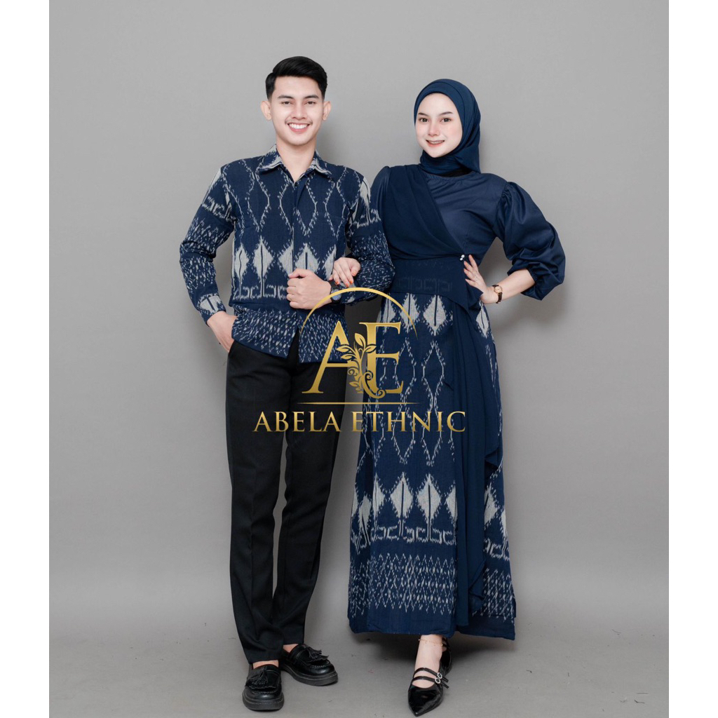 KARINA COUPLE TENUN NAVY - BAJU TENUN COUPLE - COUPLE TENUN KONDANGAN