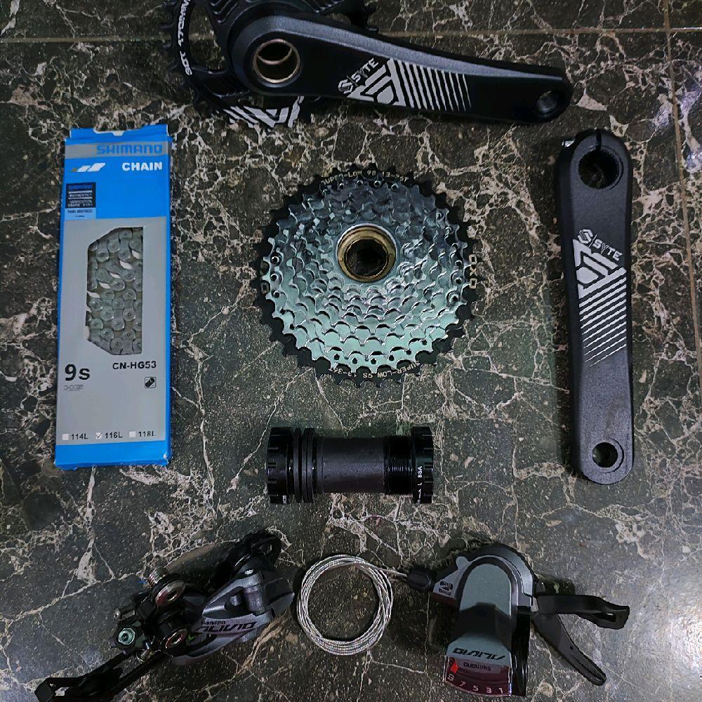Groupset Shimano 7 8 9 Speed Alivio M4000 Altus Acera M390 M370 Ulir Drat with Crankset 30 32 34 36 