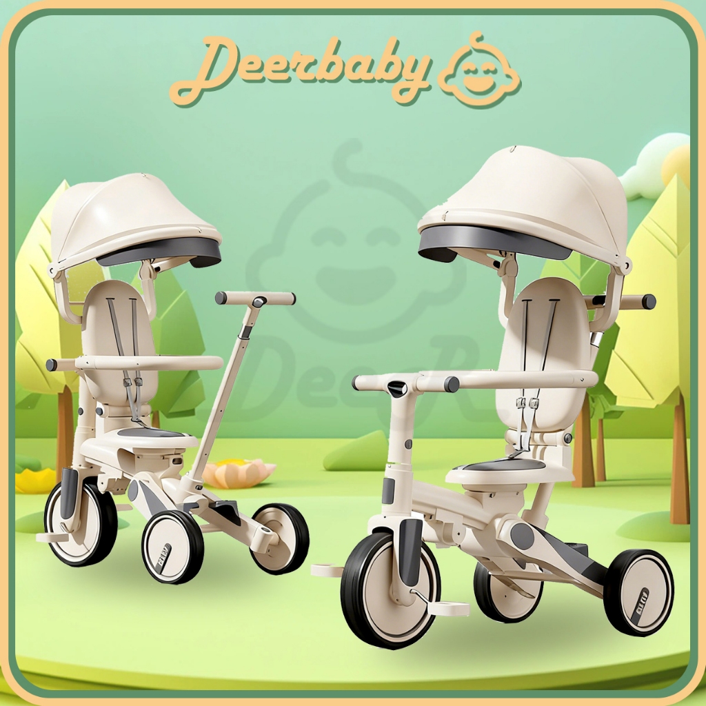 Sepeda anak Sepeda Roda 3 Sepeda Bayi dengan Pegangan Orang Tua Sepeda Dorong Balita Kereta Dorong