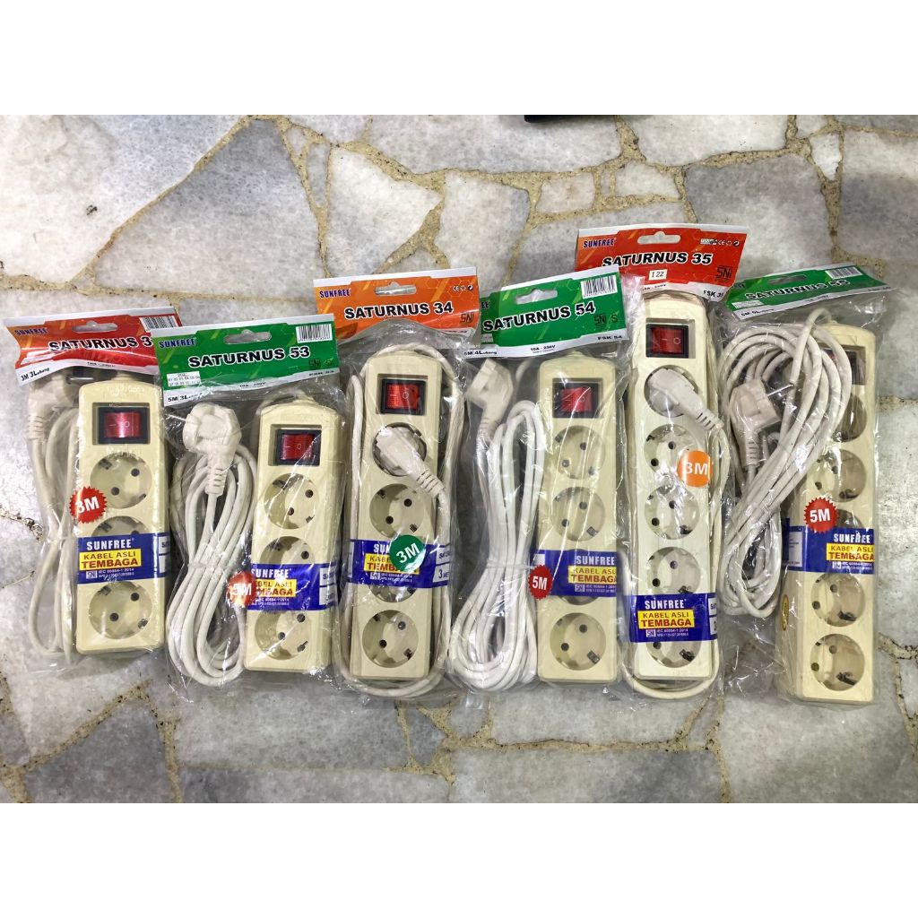 Cok Sambung 3 Lubang 4 Lubang 5 Lubang 3 Meter 5 Meter Sunfree Saturnus / Cok Cabang Kabel