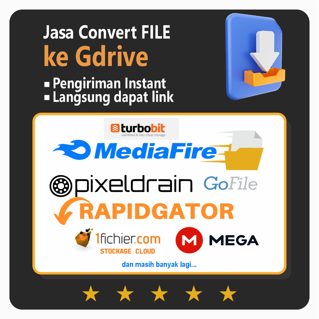 Jasa Convert Link Premium Rapidgator, Mediafire, Meganz, Fileaxa, Tezfiles, Torrent, 1Fichier dll ke