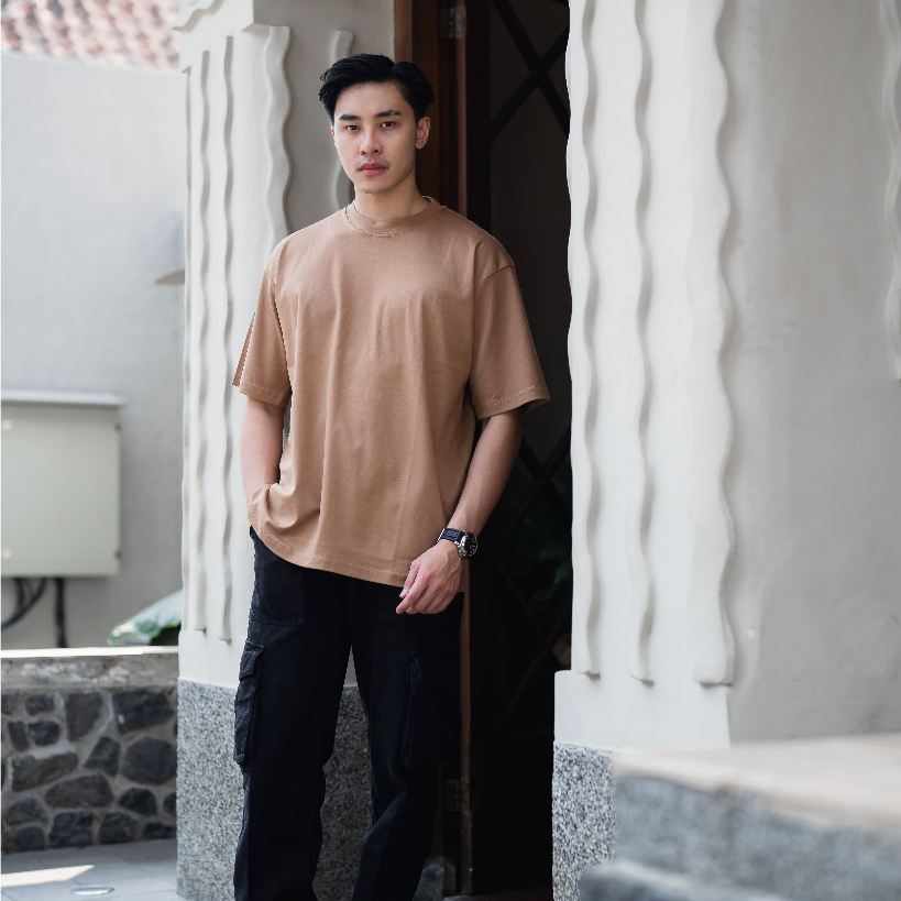 BYBLANK Izu Cotton Air Oversize Tshirt In Earth Brown - Kaos Oversize Premium Cokelat