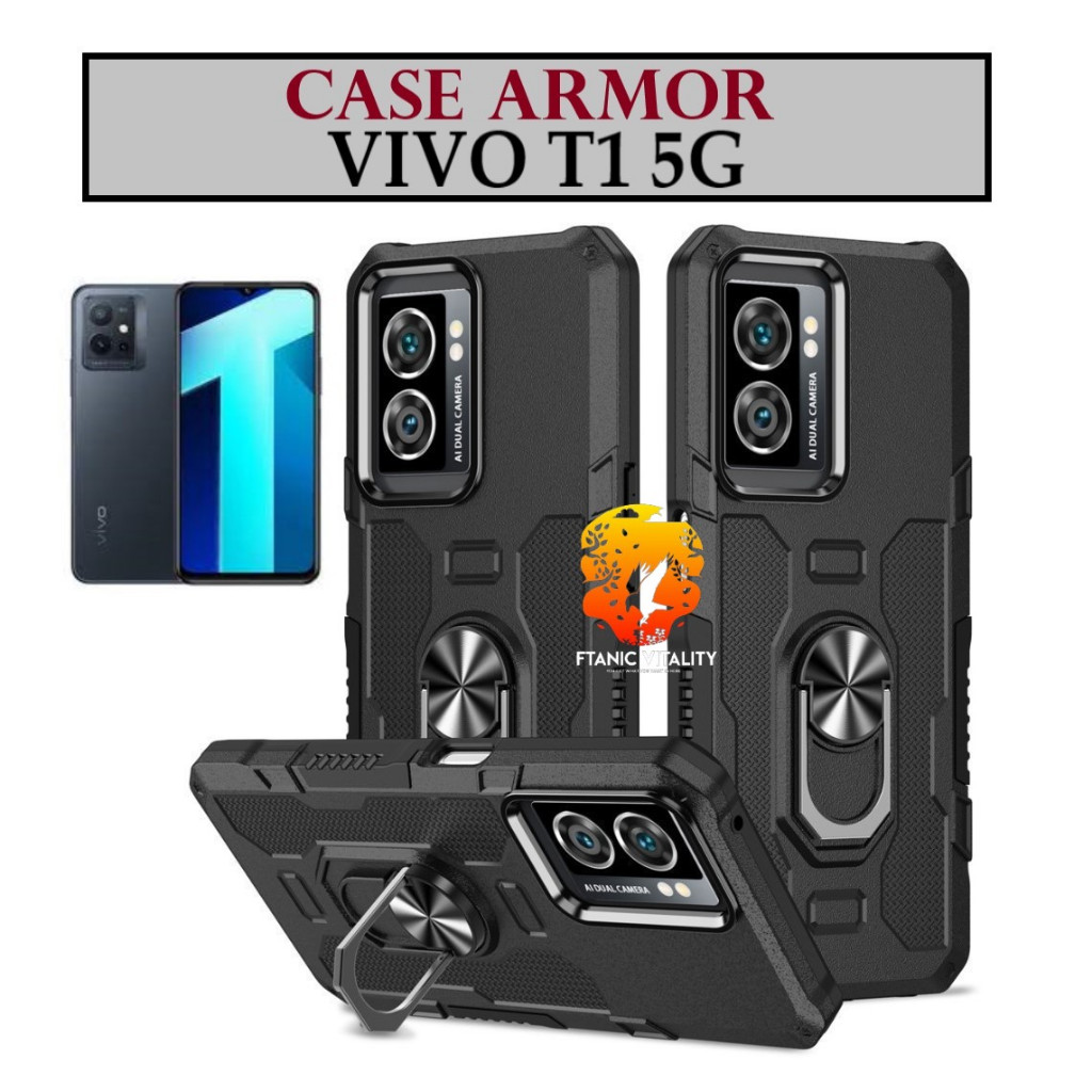 Casing VIVO T1 5G Case Armor Anti Bentur Shockproof Pelindung Full Body Hard Case Hybrid Anti Jatuh 
