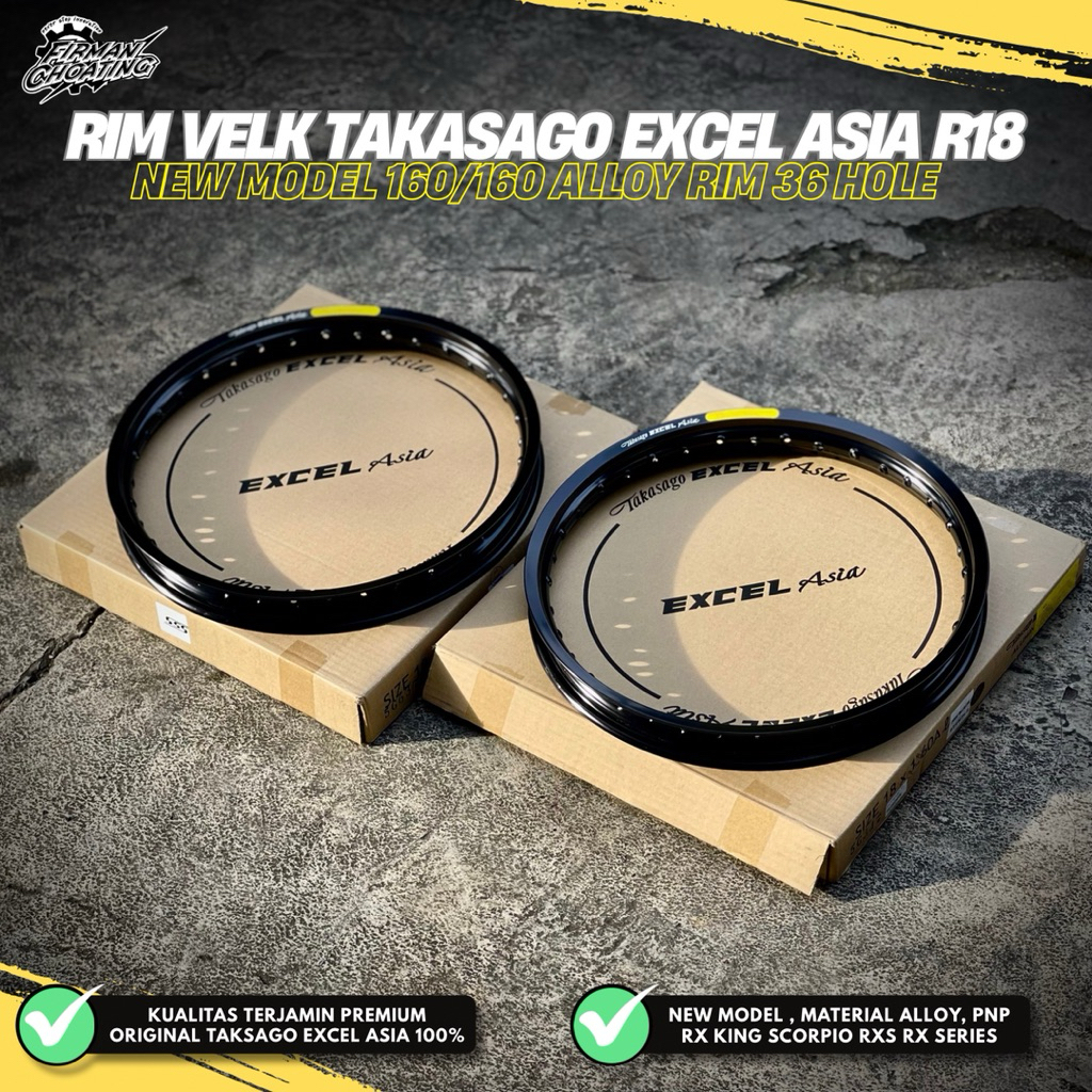 RING VELK TAKASAGO EXCEL ASIA RIM HITAM GLOSSY 18x160