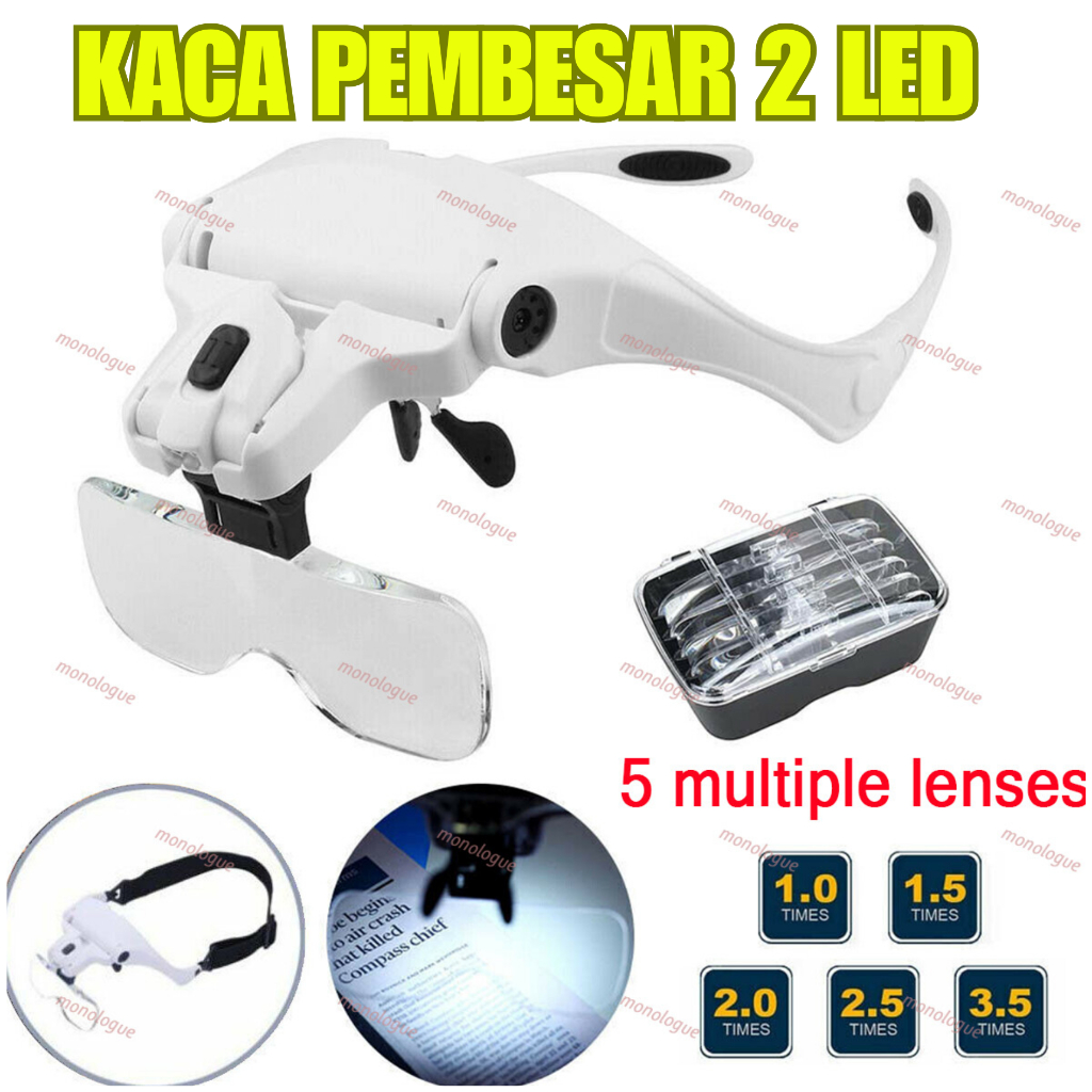 Kaca Kacamata Pembesar Untuk servis hp elektronik dengan senter Jam Reparasi 5 Lens 3.5X