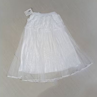 rok tutu putih bunga2 3D, rok 2 layer, rok natal, rok pesta