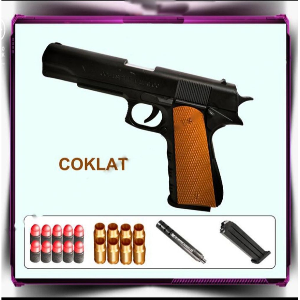 Mainan Tembakan Anak League Soft Bullet Colt 1911 Peluru Busa Blaster Dart Foam