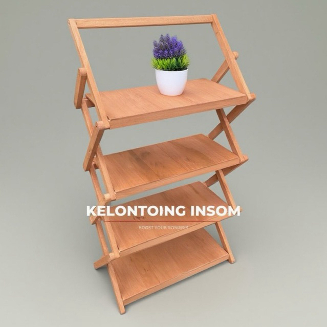 RAK LIPAT LUAR PENYIMPANAN CAMPING PICNIC RAK LIPAT MEJA LUPAT KAYU RAK SERBAGUNA 4 susun