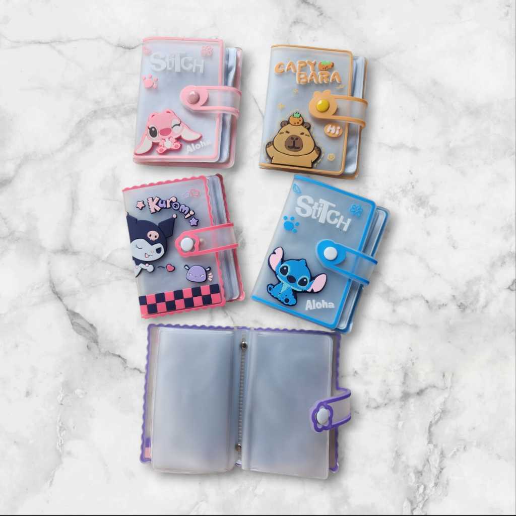 DOMPET KARTU/DOMPET CARD HOLDER KUROMI/STITCH/CAPYBARA/DOMPET KARTU TRANSPARAN