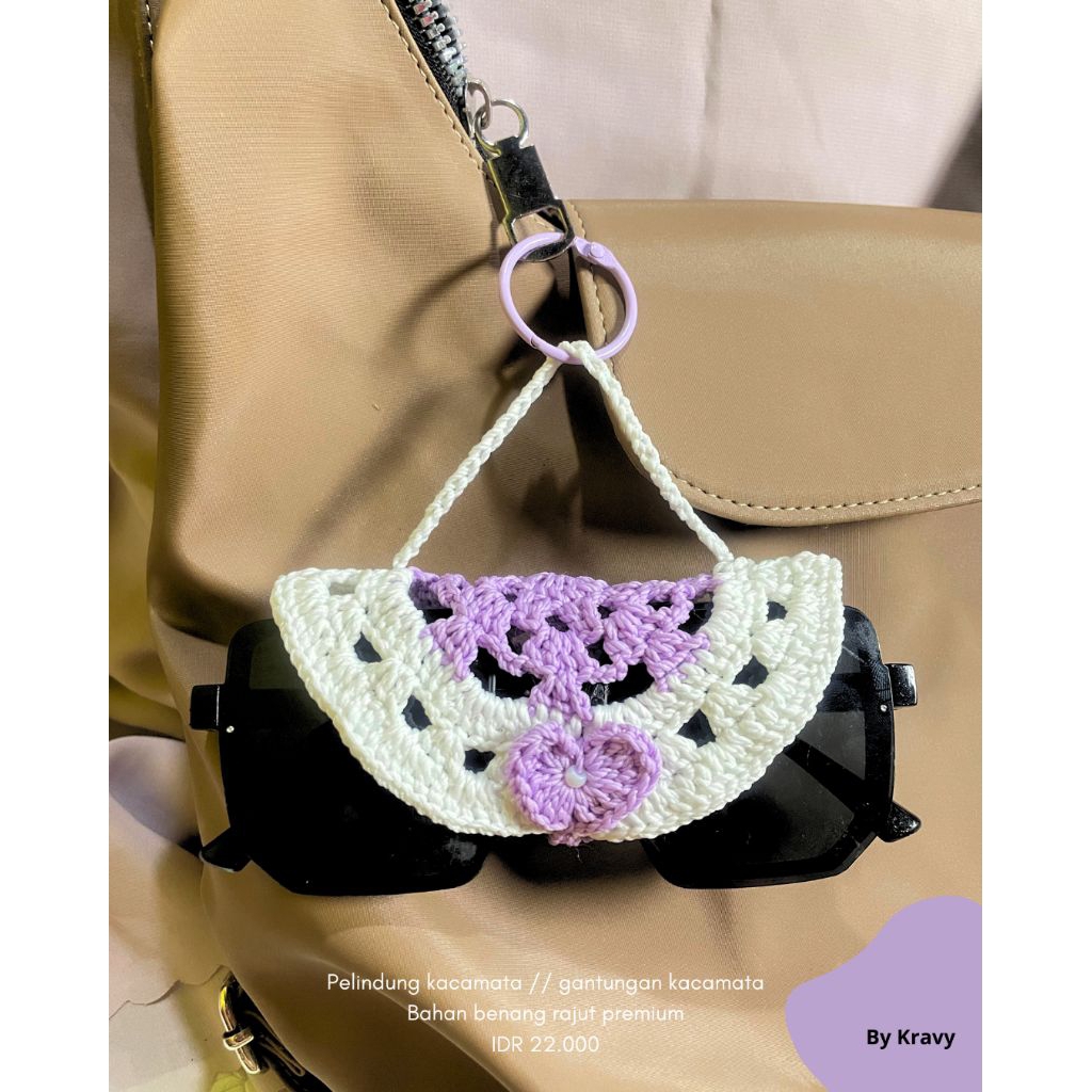 Gantungan kacamata // Holder kacamata // tas kacamata // tempat kacamata rajut bisa digantung di tas