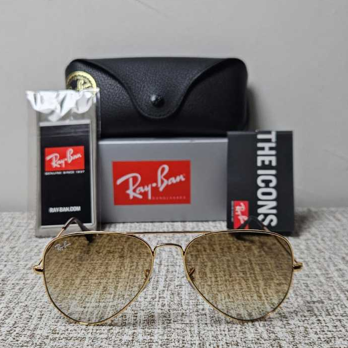Kacamata Rayban Aviator RB3025 001/51 58 Gold Lens Brown Gradient Original