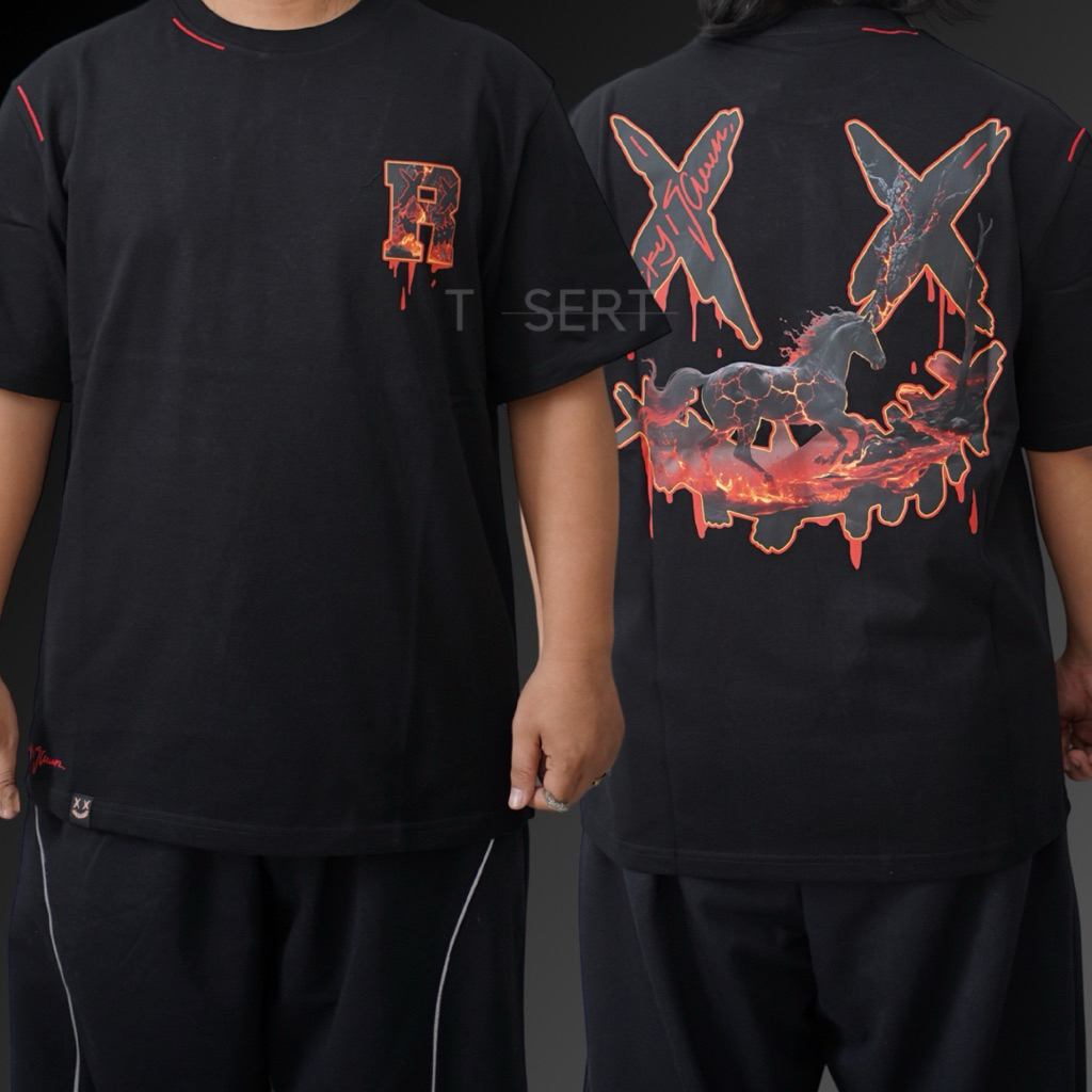 Ricky Is Clown Inferno Horse Black Tee Original / Baju Kaos Ricky Is Clown Authentic