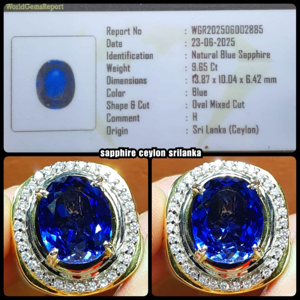 natural cincin batu blue sapphire asli Srilanka jumbo ya