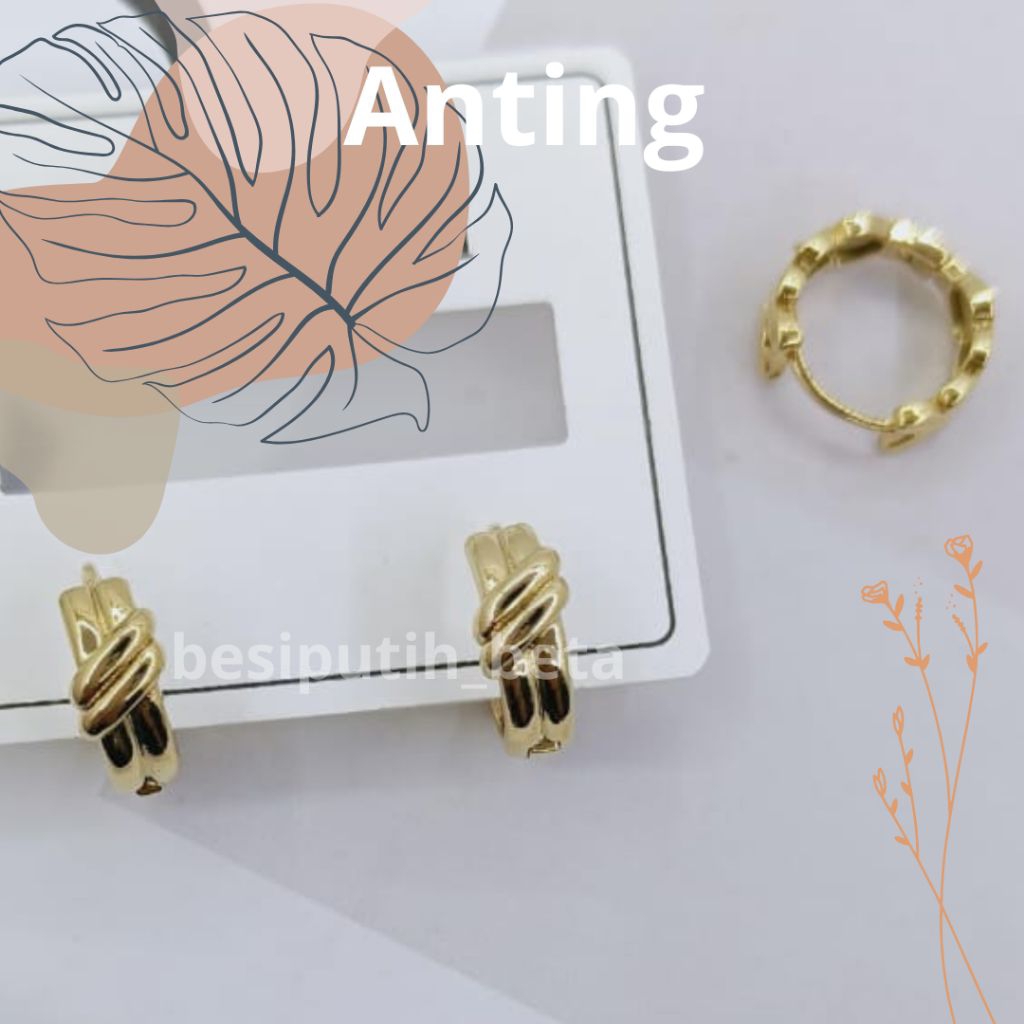 anting besi putih sepuh kuning / besi putih ambon