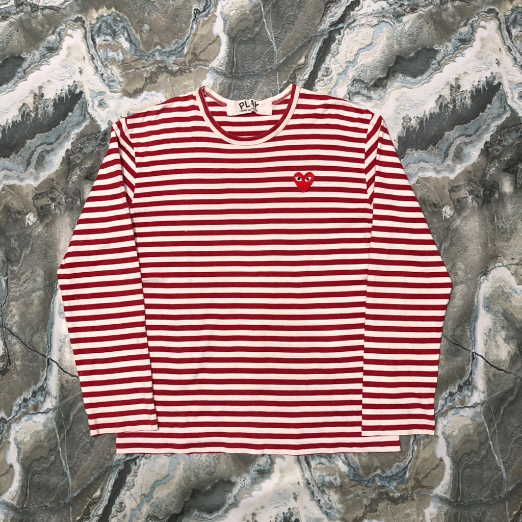 kaos panjang play comme des garcons play cdg stripe strip