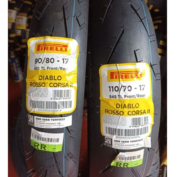BAN LUAR PIRELLI DIABLO ROSSO CORSA II 90/80-14 ; 90/80-17 ; 100/80-17 ; 110/70-17 ; 140/70-17