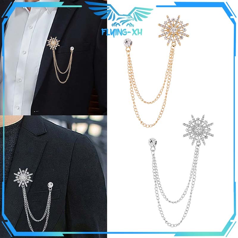 Bross Rantai Aesthetic Bros Pin Rantai Jas Lapel Pin Bros Jas Bros Blazer Wanita Pria Aksesoris Jas