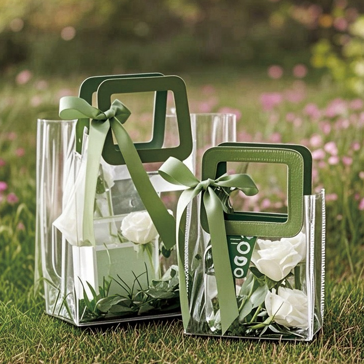 Tas Gift PVC Transparan Premium – Handcarry, Elegant Packaging Kado / Hampers / Bridesmaid / Wedding