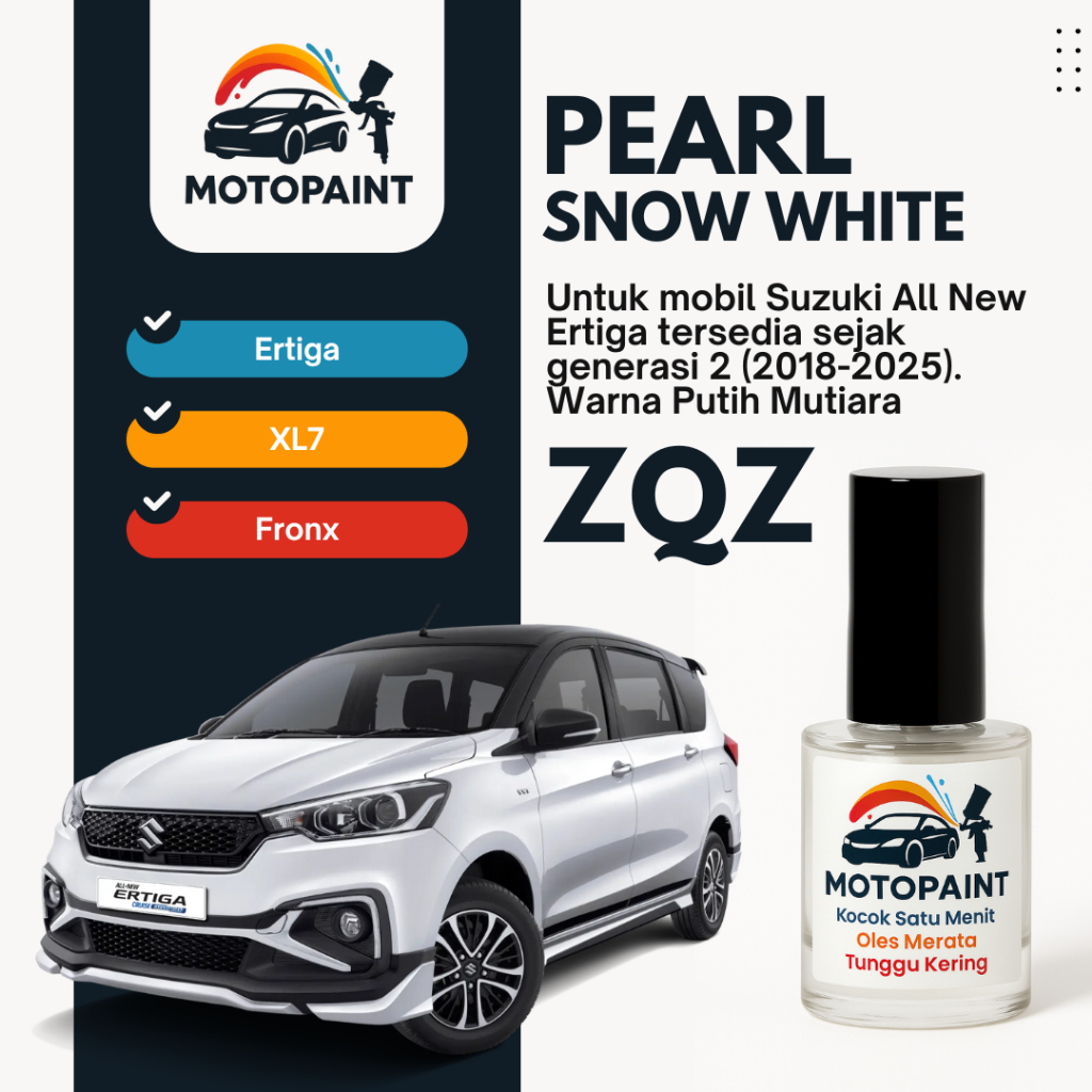 Cat Oles Mobil – Cat Baret Mobil – Touch Up Paint Pearl Snow White ZQZ Mobil Suzuki Ertiga Warna Put