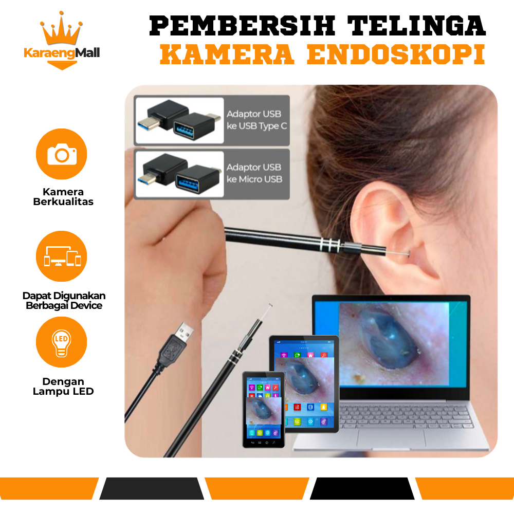 Korek HD Kuping Kamera LED Smart Pembersih Telinga Kamera Kuping Led Korek Kuping Bayi Alat Pembersi