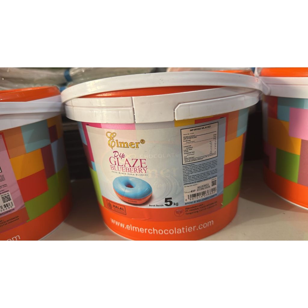 Elmer Glaze Blueberry 5kg. Elmer Glaze pail 5kg Blueberry