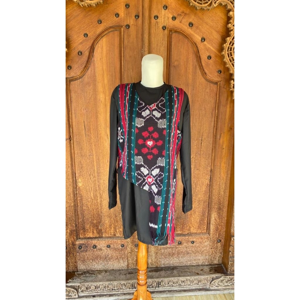 Set Kombinasi Atasan Wanita Tunik Katun Toyobo - Vest Tenun