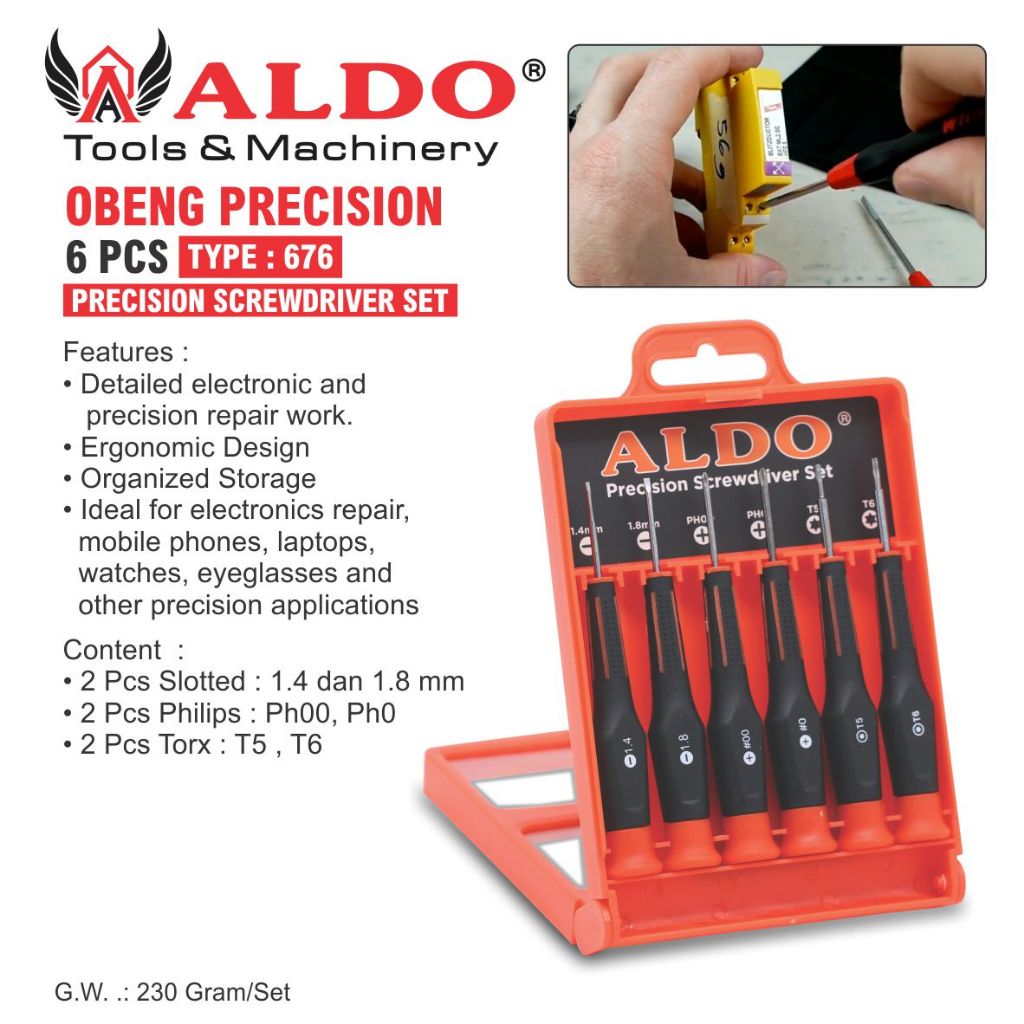 OBENG PRECISION 6 PCS 676 / PRECESION SCREWDRIVER SET / OBENG MINI ELEKTRONIK / OBENG SET PRESISI ME