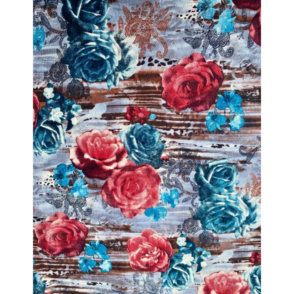 Kain Cotton Linen Print Motif Bunga Mercury