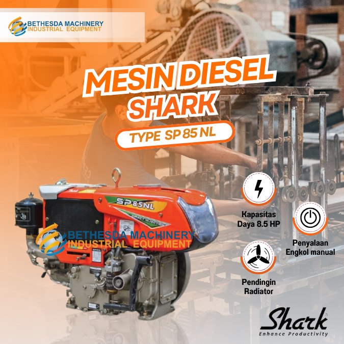 Diesel 8.5HP Engine SHARK sp85nl- Mesin Penggerak 8,5PK Radiator Lampu