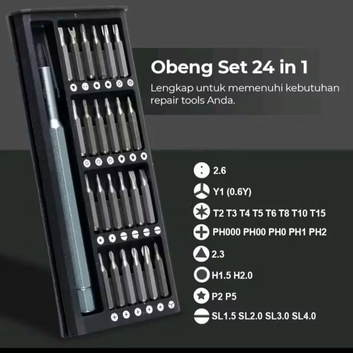 Set Obeng Magnet Premium 24in1 Set Obeng Magnetic Multifungsi Obeng Set Obeng Magnet 24 in 1