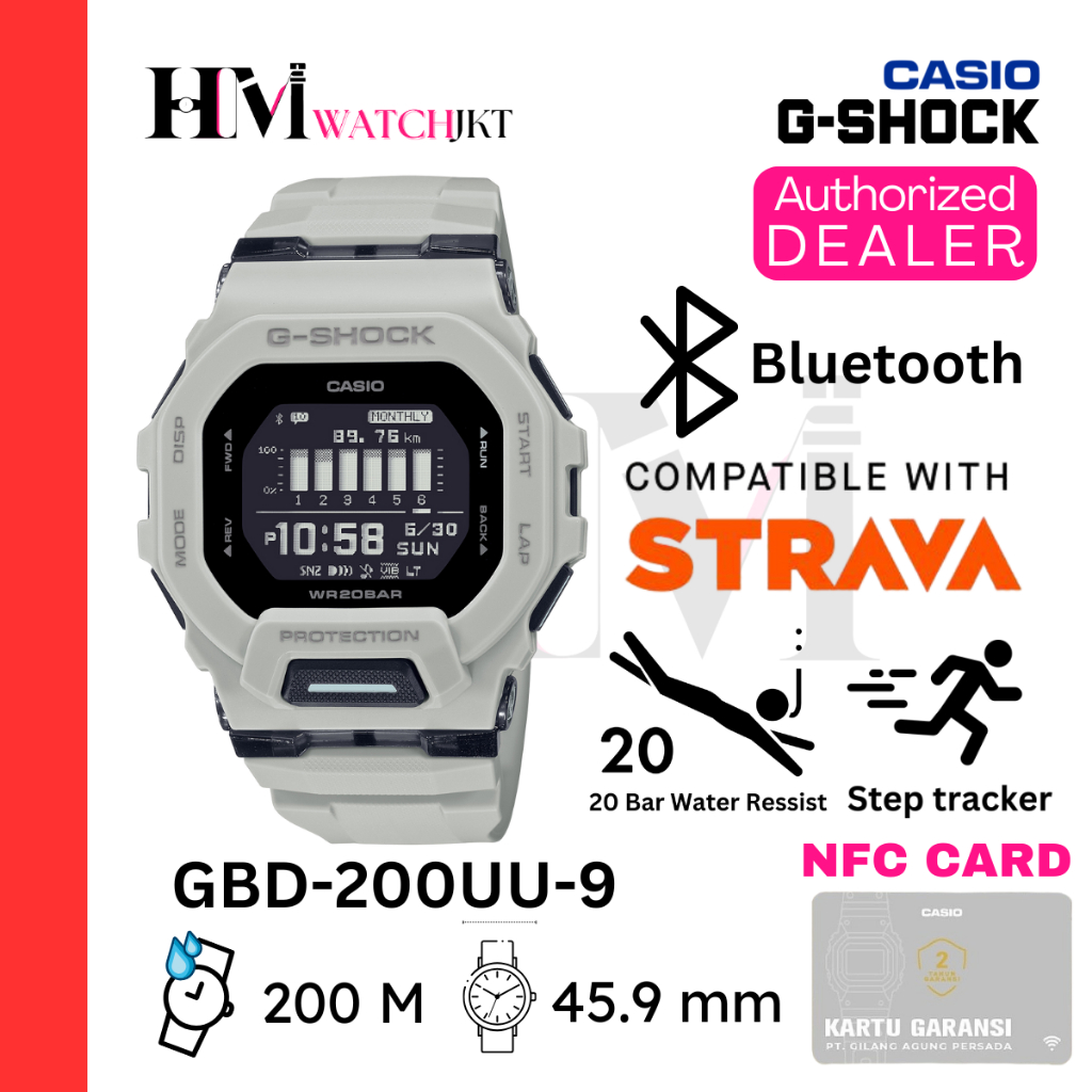 CASIO G-SHOCK GBD-200UU-9DR Jam Tangan Pria Original Digital Bluetooth Steptracker Antiair GBD-200UU