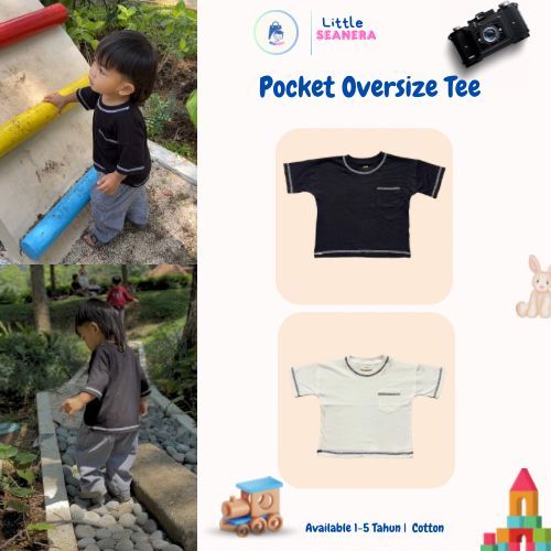 Little Seanera - Pocket Oversize Tee Anak Kaos Pocket Unisex Laki-laki Perempuan T-Shirt Pocket Kids