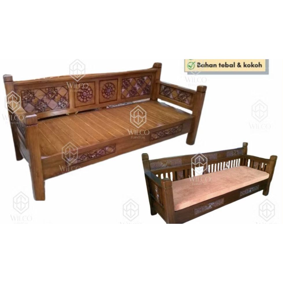 Kursi Jati Bale Minimalis | Kursi Jati Ruang Tamu 3 Dudukan Murah Palembang