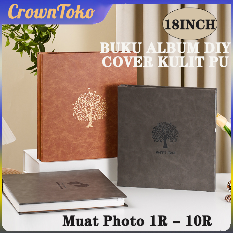 COD Buku Album Magnetic Cover Kulit-Buku Album DIY 18 Inch Elegan Muat Foto 1R-10R/Tempat Photo / PH