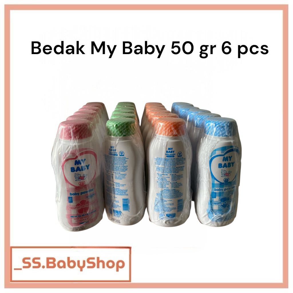 My Baby Bedak Bayi Powder 50gr Paket 6 Pcs | Bedak Bayi Anti Iritasi & Biang Keringat | Baby Powder 