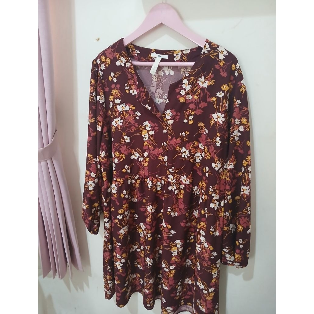 Blouse H*M bunga bunga big size jumbo tunik