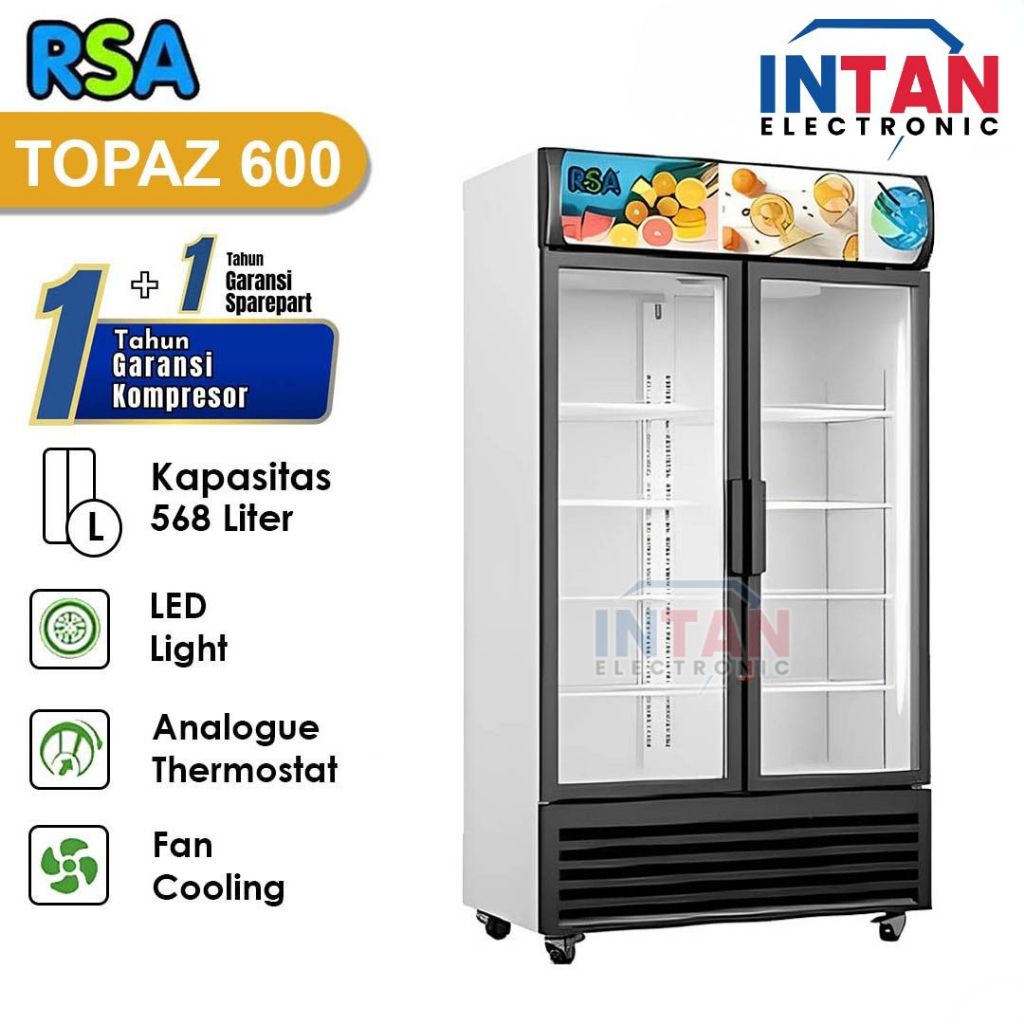 SHOWCASE 2 PINTU RSA TOPAZ600 /KULKAS MINUMAN DUA PINTU TOPAZ-600 (MEDAN)