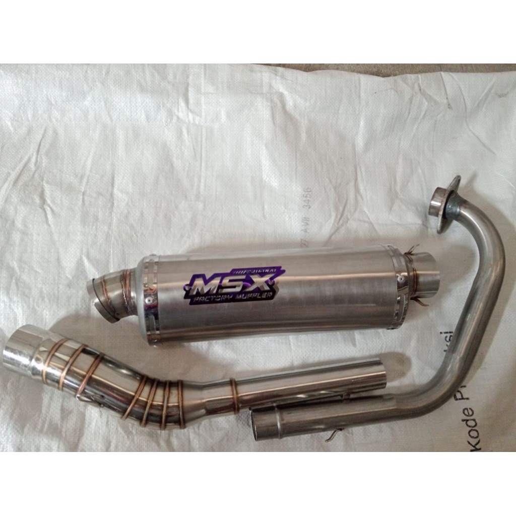 Knalpot original msx ful set Jupiter MX king Sonic gsx bison scorpio satria Fu Vixion dos oval panja