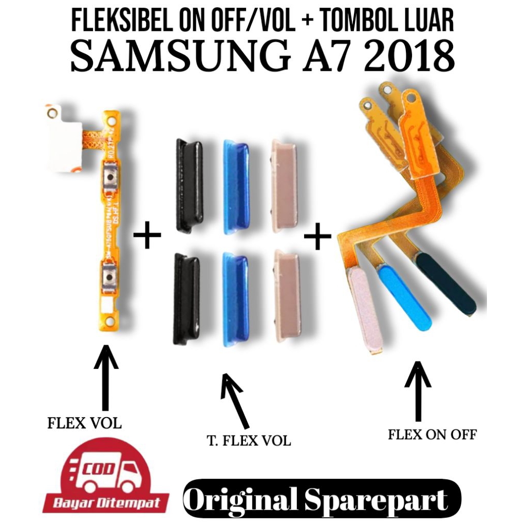 Sparepart Flexible On Off & Volume + Tombol Body Samsung A7 2018